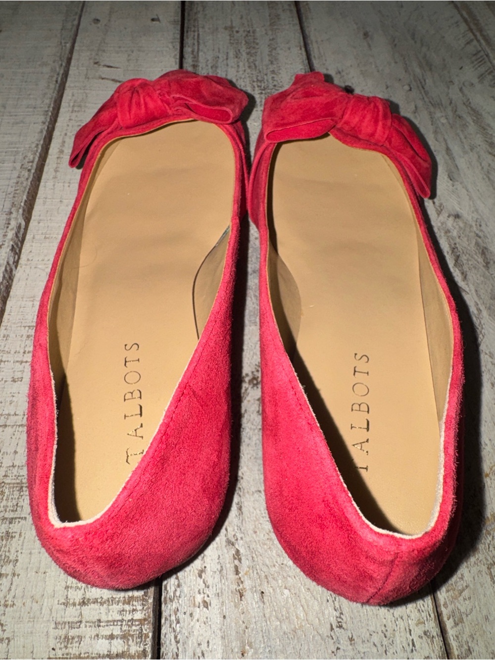 Talbot Wrapped Bow Red Suede Flats New w/out Box - Picture 10 of 11